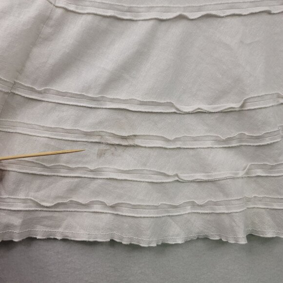 Sharagano White Tiered A-Line Skirt Size 12 Linen Rayon New with Tags *callout - Picture 8 of 8